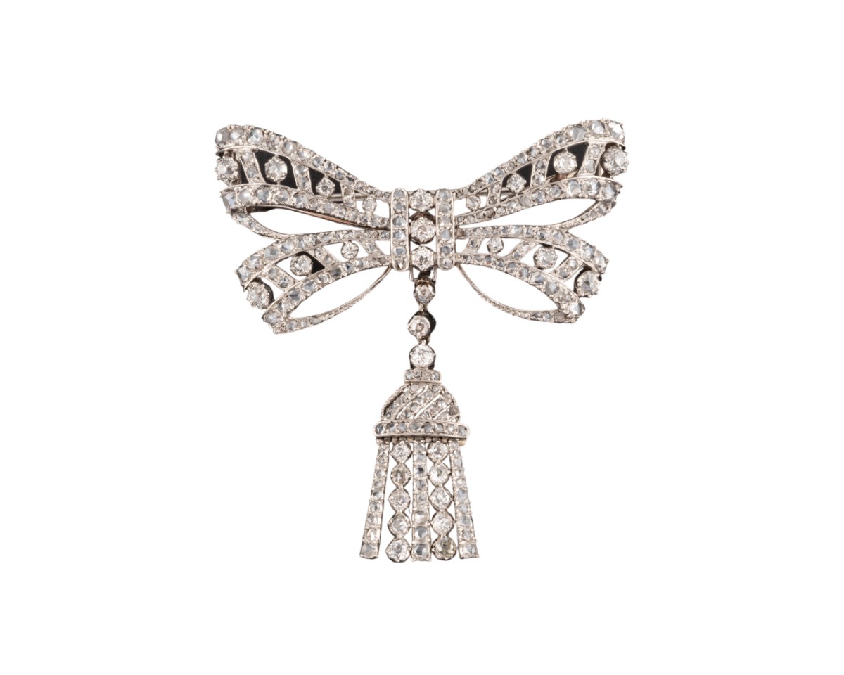 Broche pendentif en or, platine et diamants vers 1910