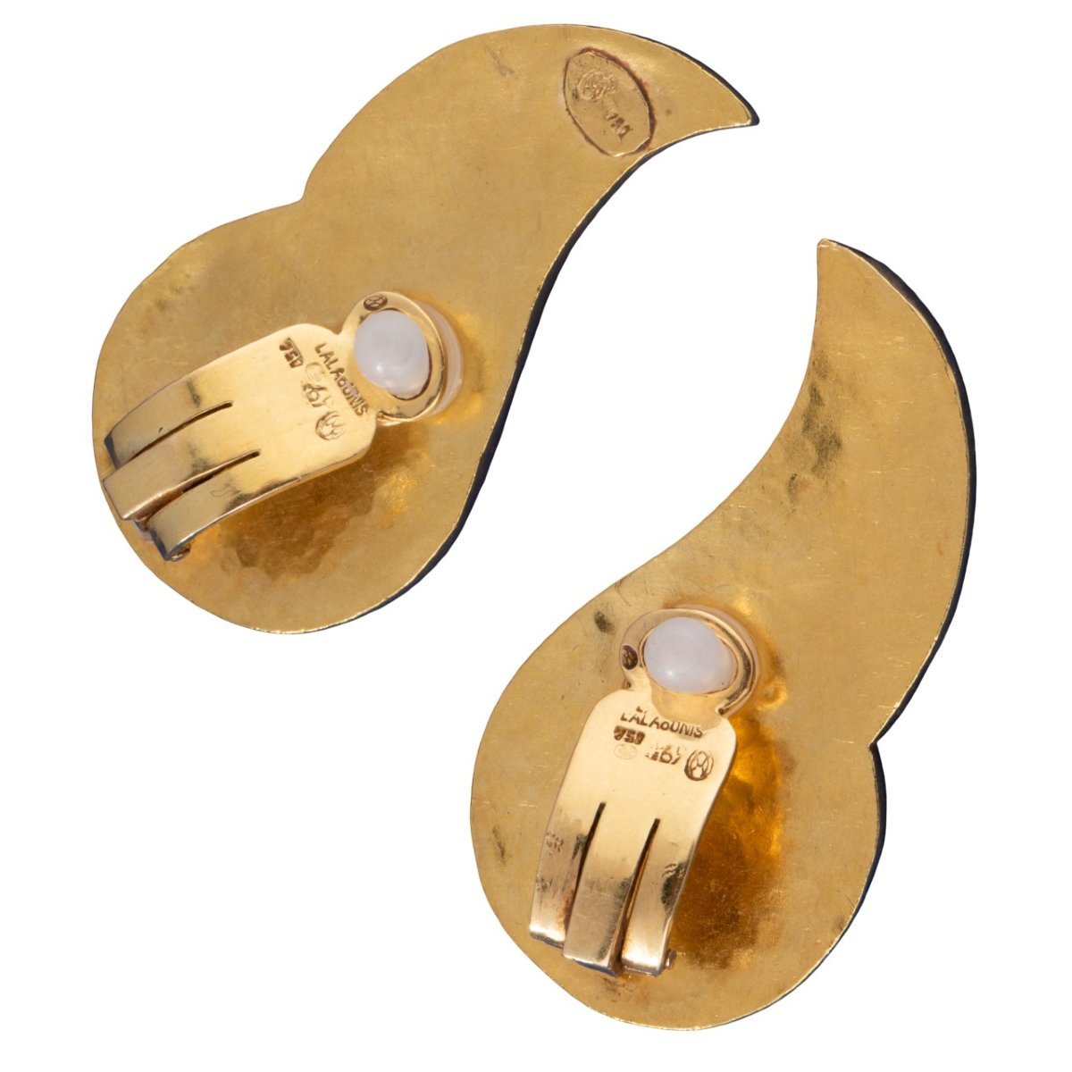 Lalaounis Pair Of Yellow Gold Ear Clips Featuring Textured Scroll Motifs In Yellow Gold-photo-1