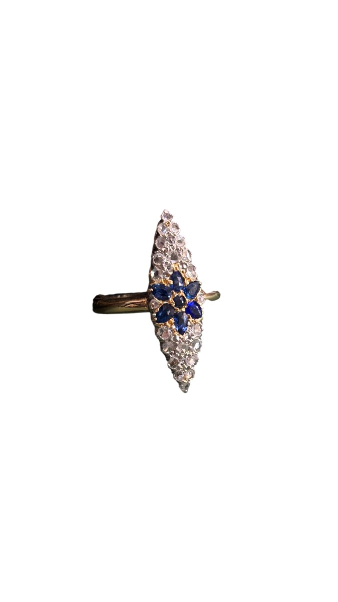 Marquise Etoile Sapphire And Diamond Ring, Late 19th Century-photo-2