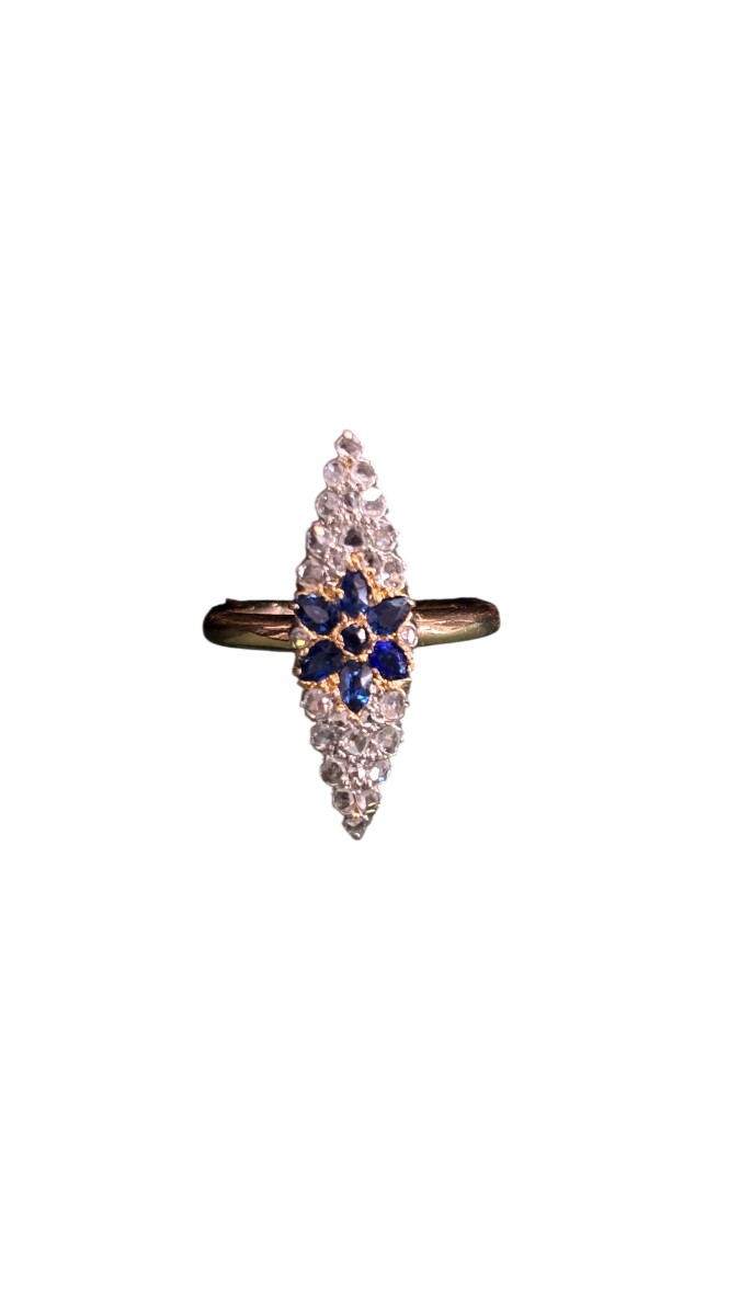Marquise Etoile Sapphire And Diamond Ring, Late 19th Century