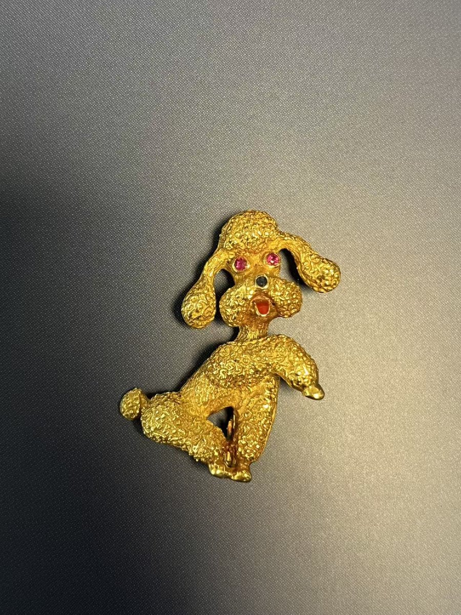 Broche Caniche en or 18k -photo-3