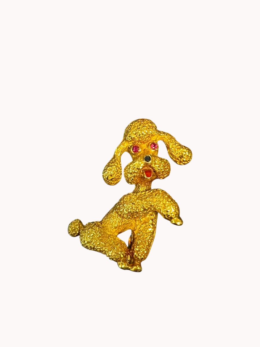 Broche Caniche en or 18k 