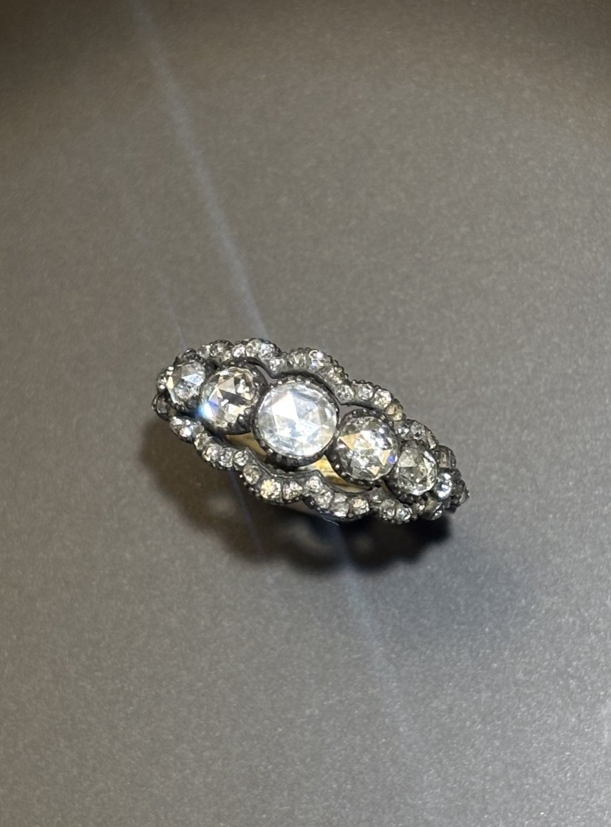Gold, Silver And Diamond Ring, 19th Century-photo-2