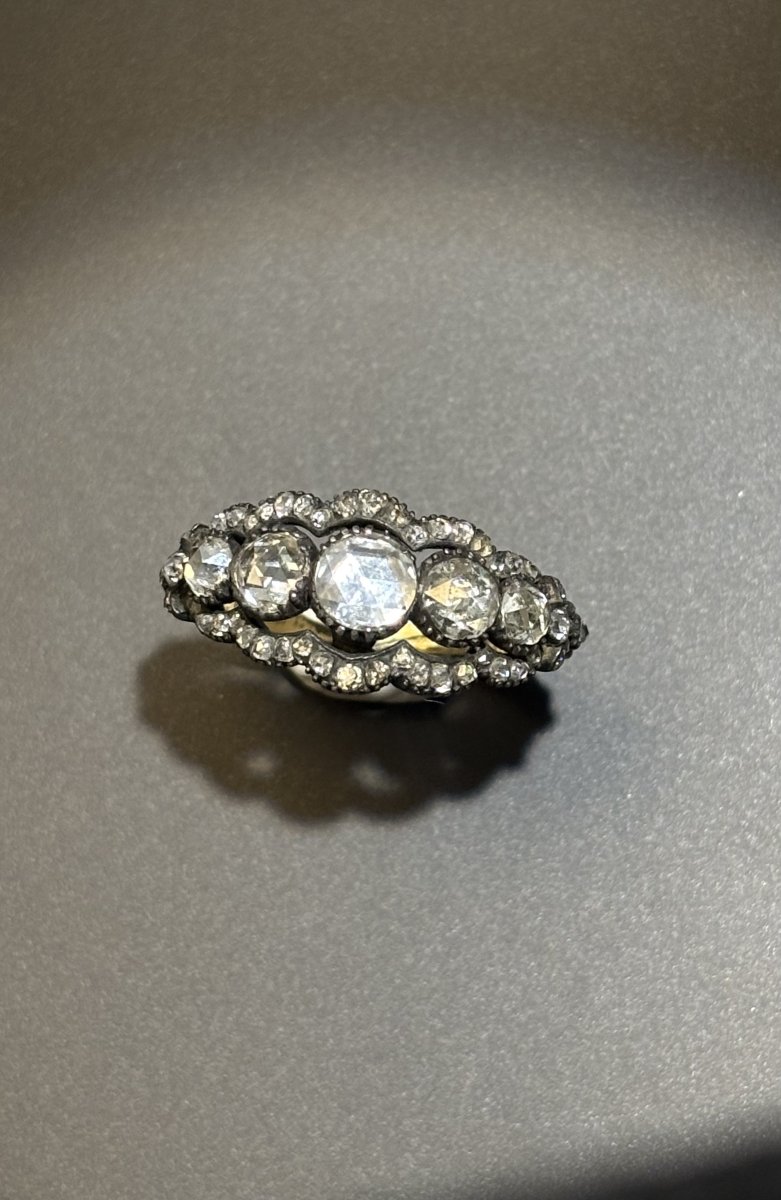 Gold, Silver And Diamond Ring, 19th Century-photo-3