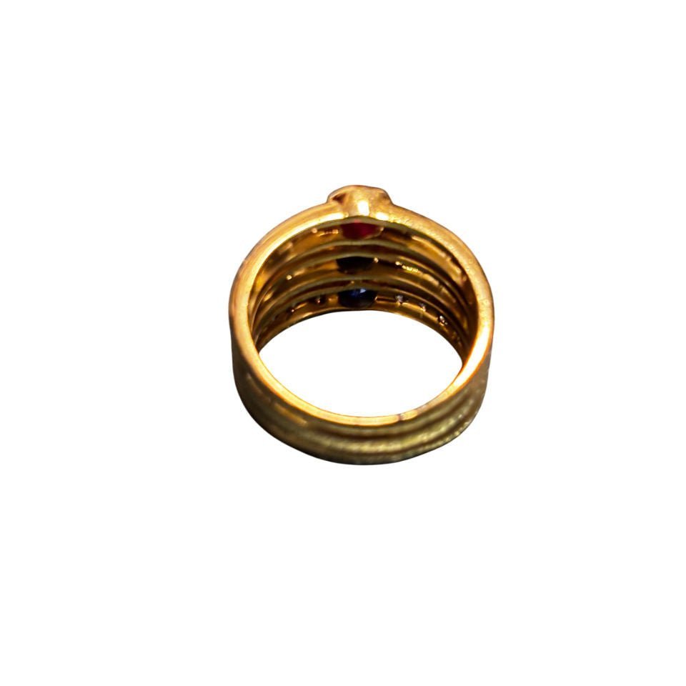 Bague en or, diamants, rubis, saphirs et émeraudes-photo-2
