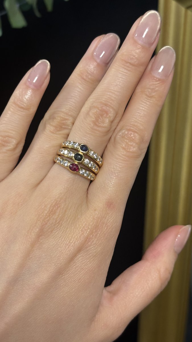 Bague en or, diamants, rubis, saphirs et émeraudes-photo-3
