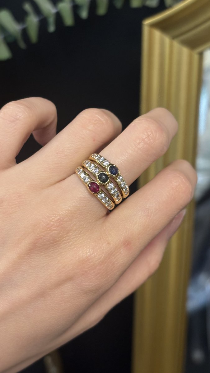 Bague en or, diamants, rubis, saphirs et émeraudes-photo-4