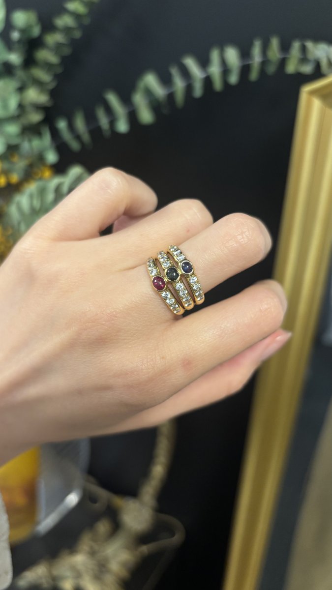 Bague en or, diamants, rubis, saphirs et émeraudes-photo-1