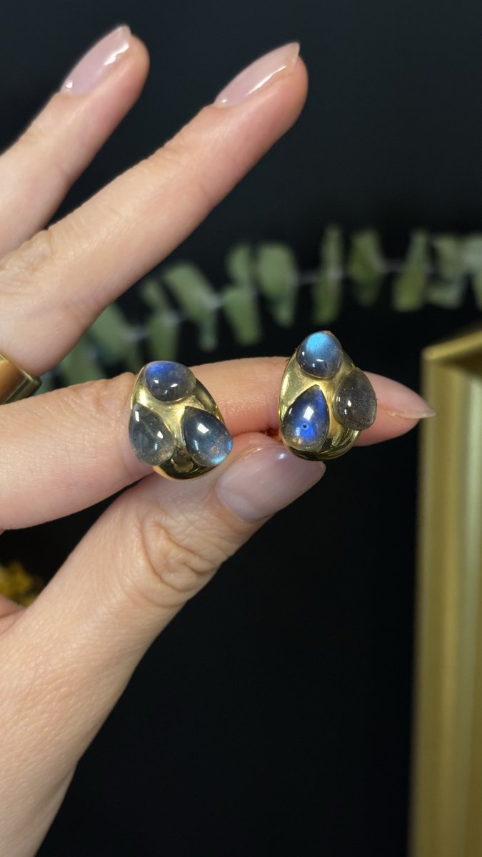 POMELLATO Boucles d'oreilles en or et labradorite-photo-2