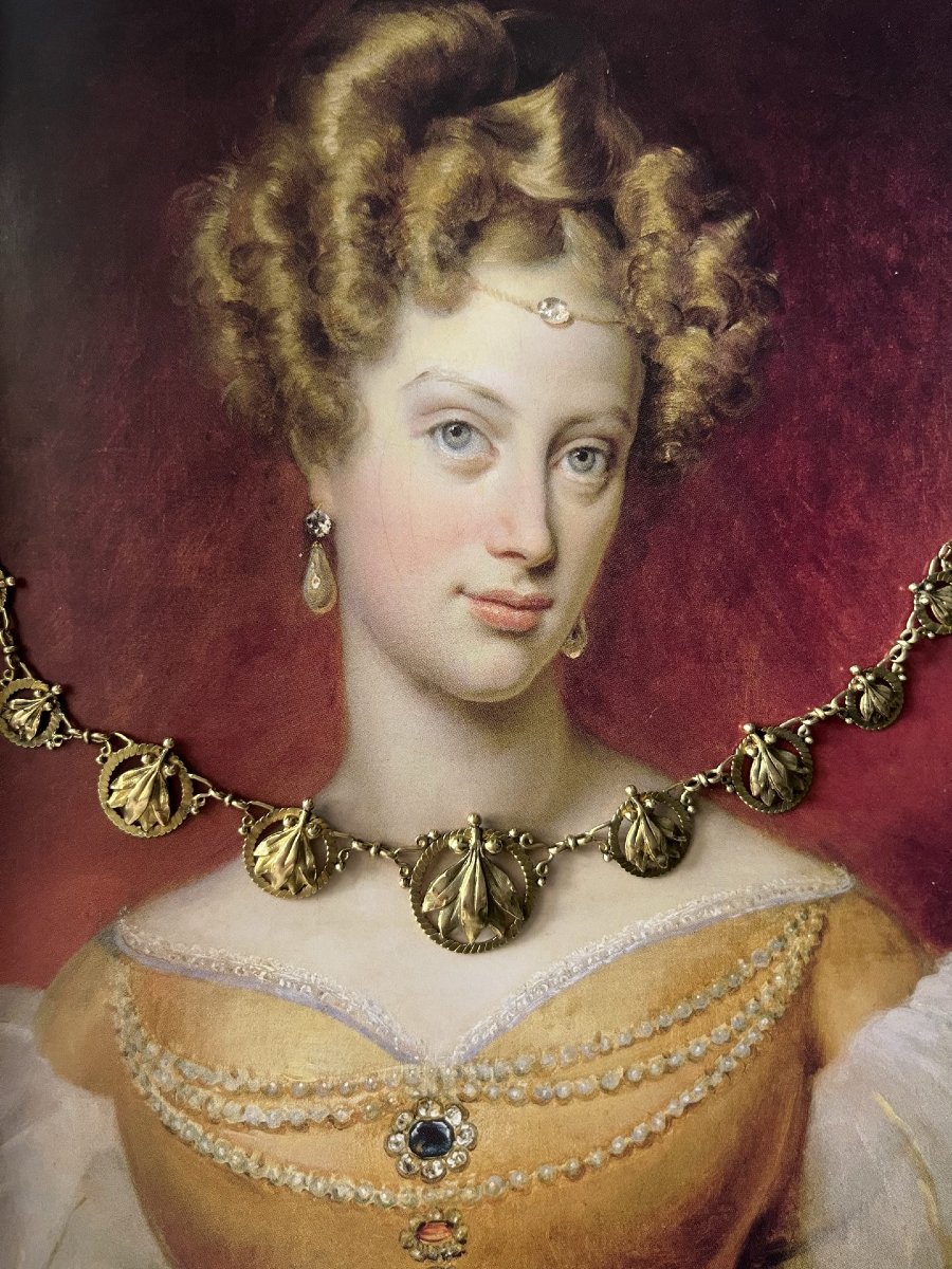 Collier Art Nouveau draperie en or jaune-photo-1