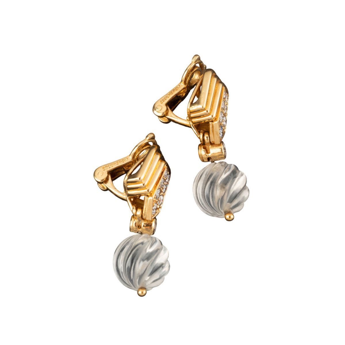 BOUCHERON Paire de pendants d'oreilles en or et diamants-photo-3