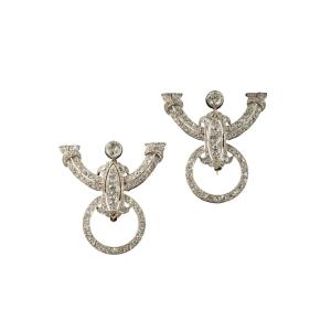 Paire De Broches En Platine Et Or Blanc Serti De Diamants, Années 1920