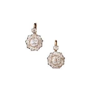 Boucles d'Oreilles Dormeuses "marguerite", Année 1900