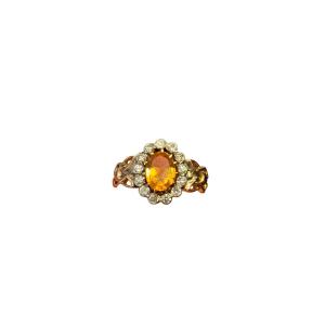Bague en or rose, citrine et diamants