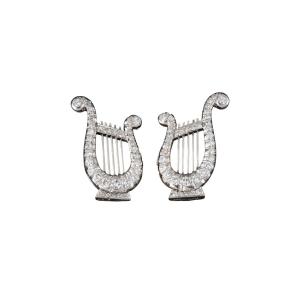 Paire de clips d'oreilles Lyres en diamants 