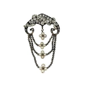 Gold, Diamond And Fine Pearl Corsage Brooch, Late 19th Century