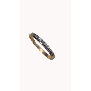 Rigid Opening Bracelet In 18k Gold And Diamonds
