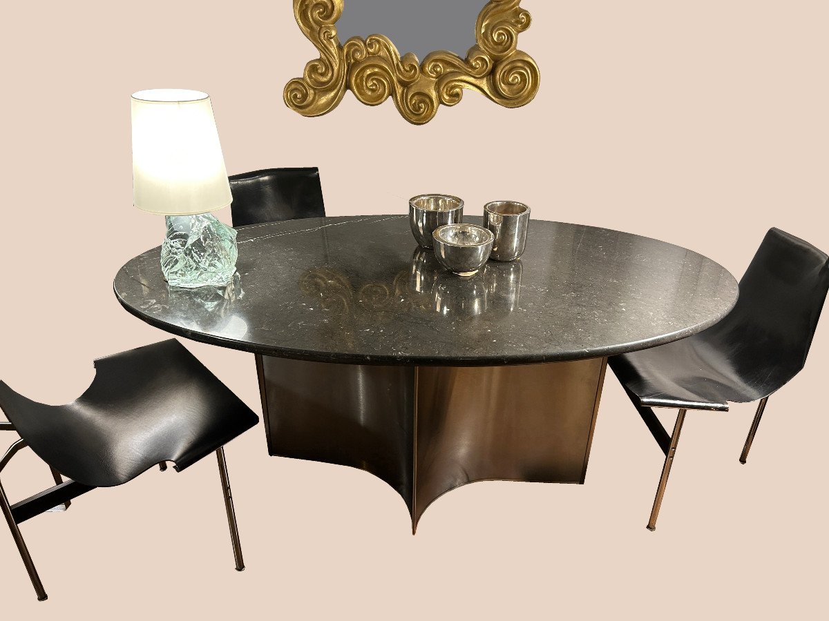 Oval Table With Black Marble Top Uginox 1970-photo-4