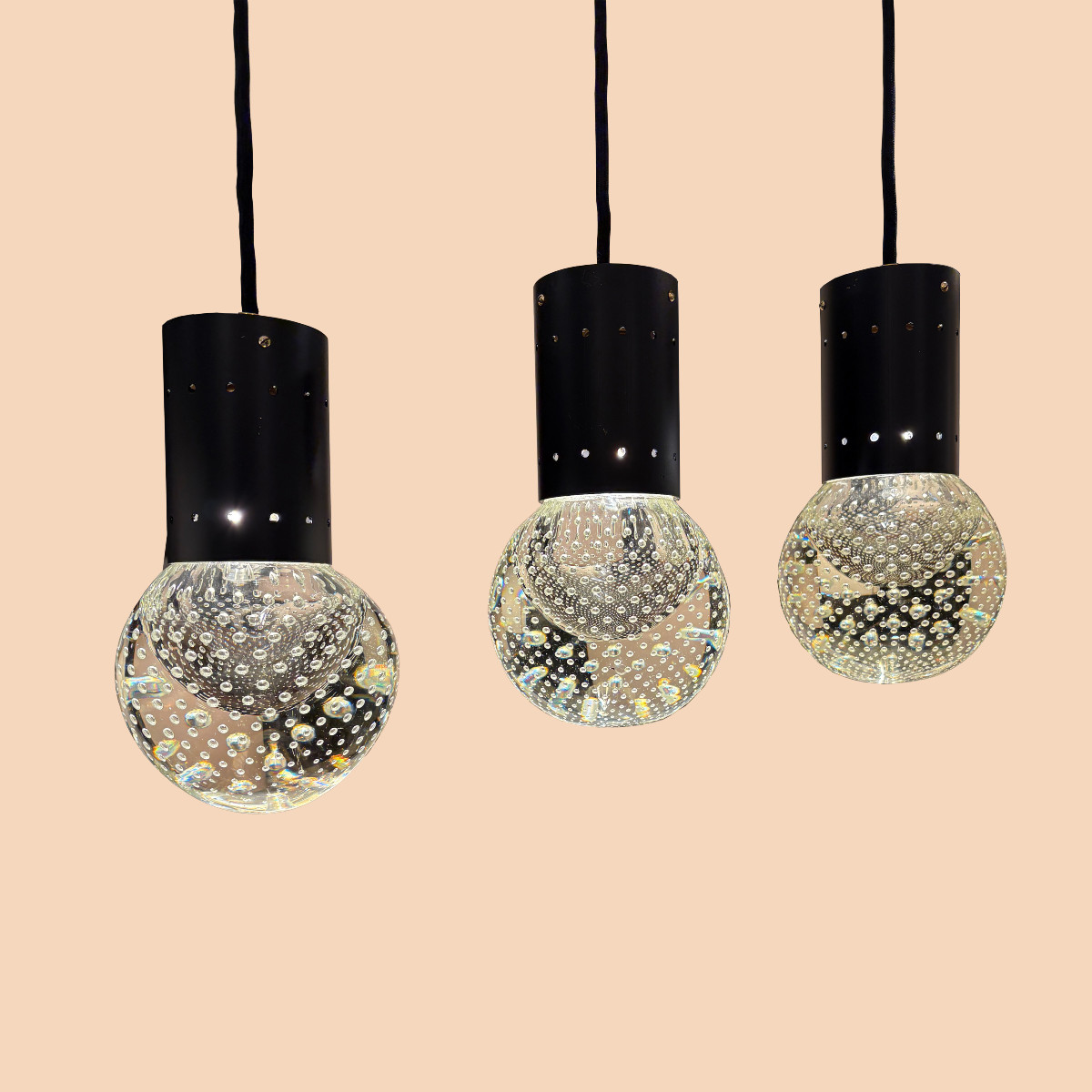 Three Pendant Lamps Gino Sarfatti Circa 1960