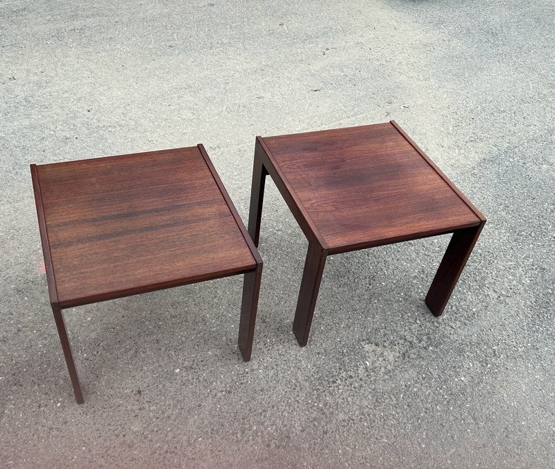 Pair Of Mahogany Coffee Or Side Tables, Cassina Edition-photo-2