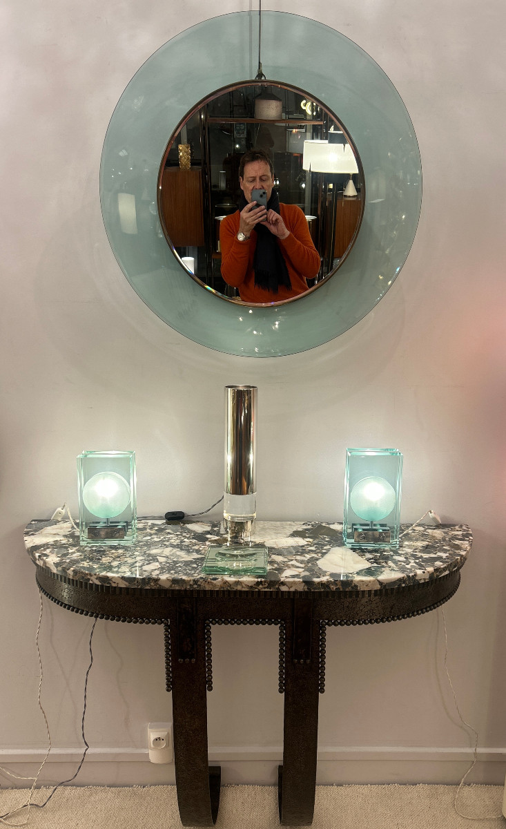 Miroir Couleur Vert Du Nil Design Max Ingrand Pour Fontana Arte, Circa 1960-photo-3