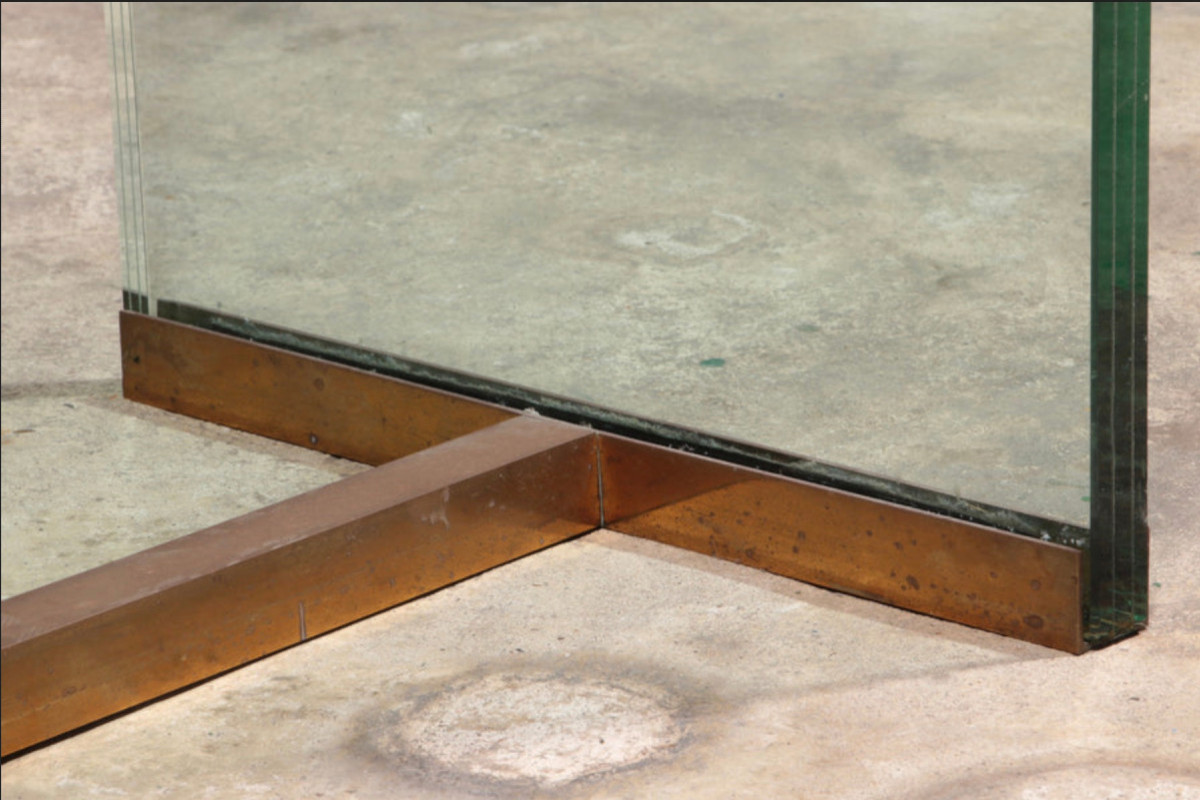Glass Console Signed Peter Ghyczy, Circa 1970-photo-4