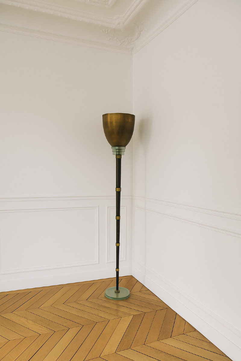 Art Deco Period Brass Floor Lamp, Circa 1930 -photo-2
