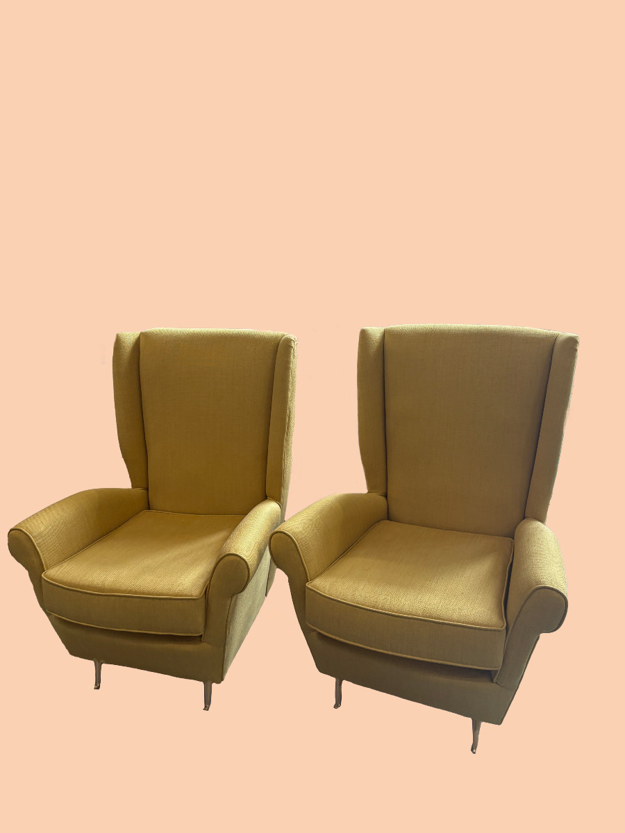 Pair Of Gio Pontit Isa Bergamo Armchairs