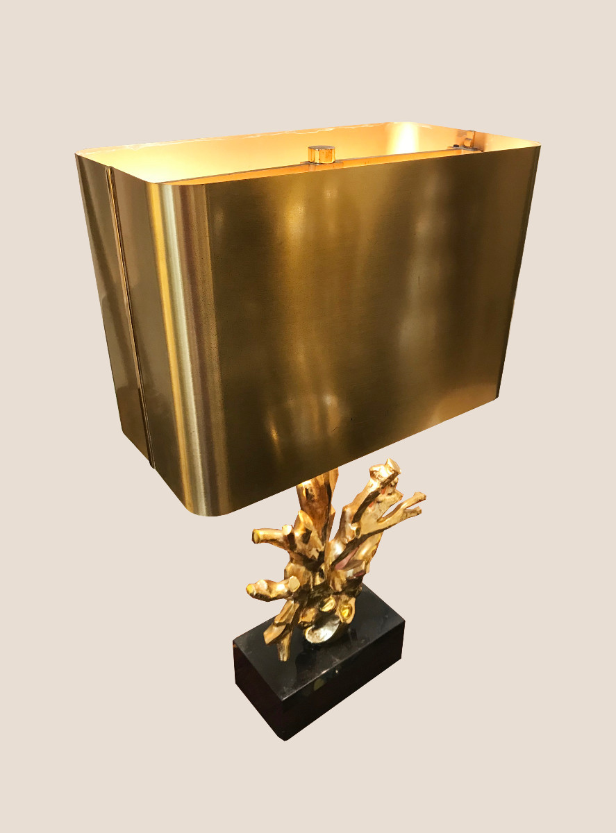 Maison Charles Coral Lamp In Gilded Bronze-photo-2