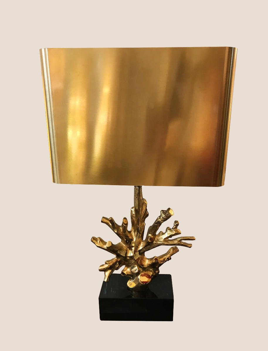 Maison Charles Coral Lamp In Gilded Bronze