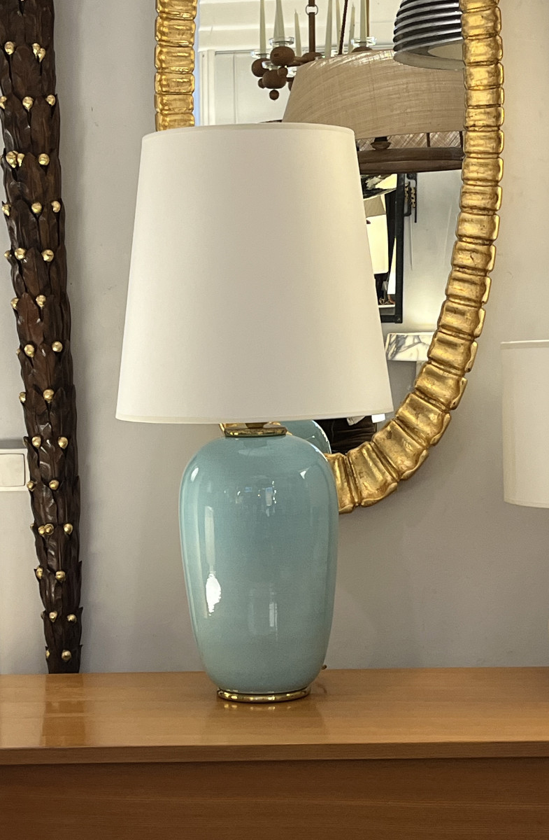 Turquoise Blue Ceramic Lamp-photo-2