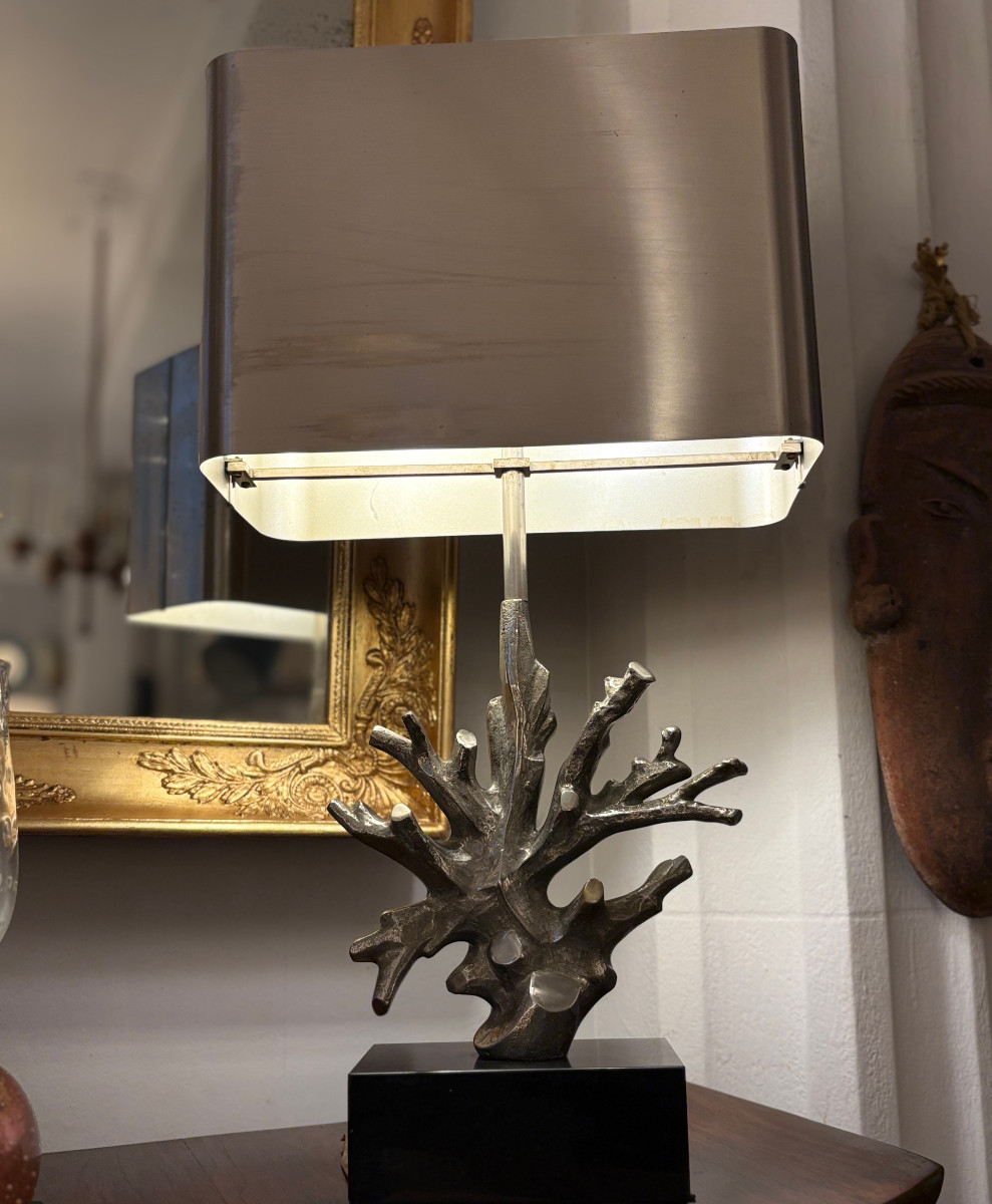 Model Coral In Silvered Bronze Lamp By Maison Charles 