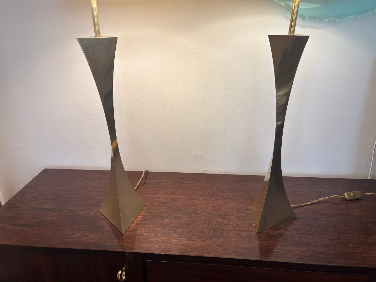Paire de Lampes Tonello et Montagna en laiton -photo-3