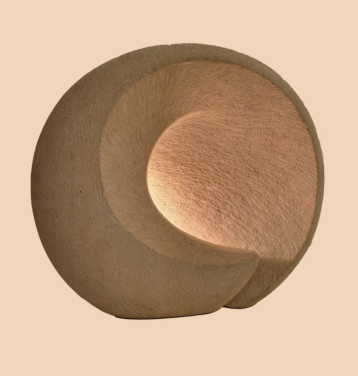 Round Limestone Lamp, Design Albert Tormos-photo-2