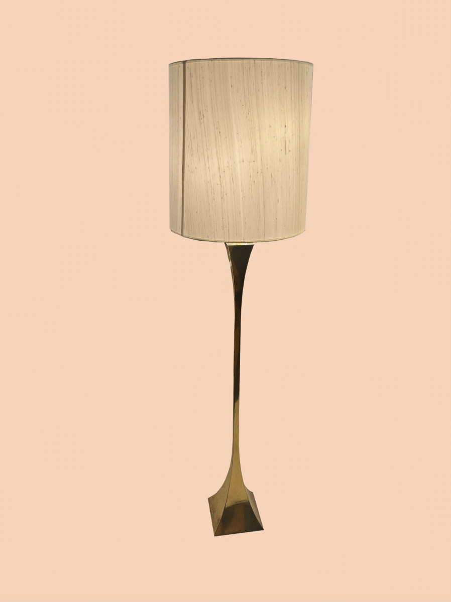 Tonello & Montagna Gilt Brass Floor Lamp For High Society