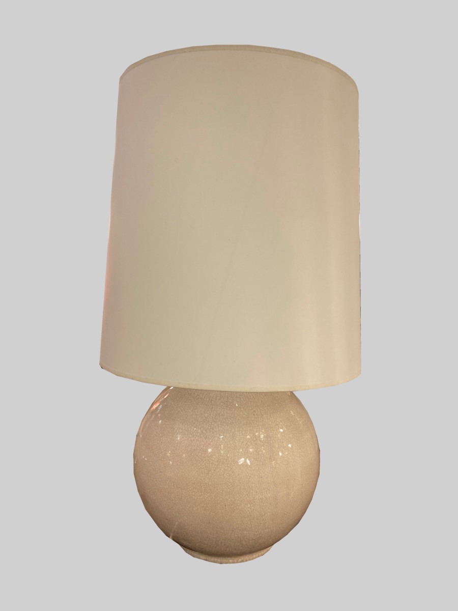 Art Deco Crackled Ceramic Ball Lamp-photo-2