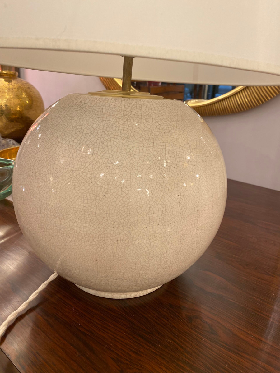 Art Deco Crackled Ceramic Ball Lamp-photo-3