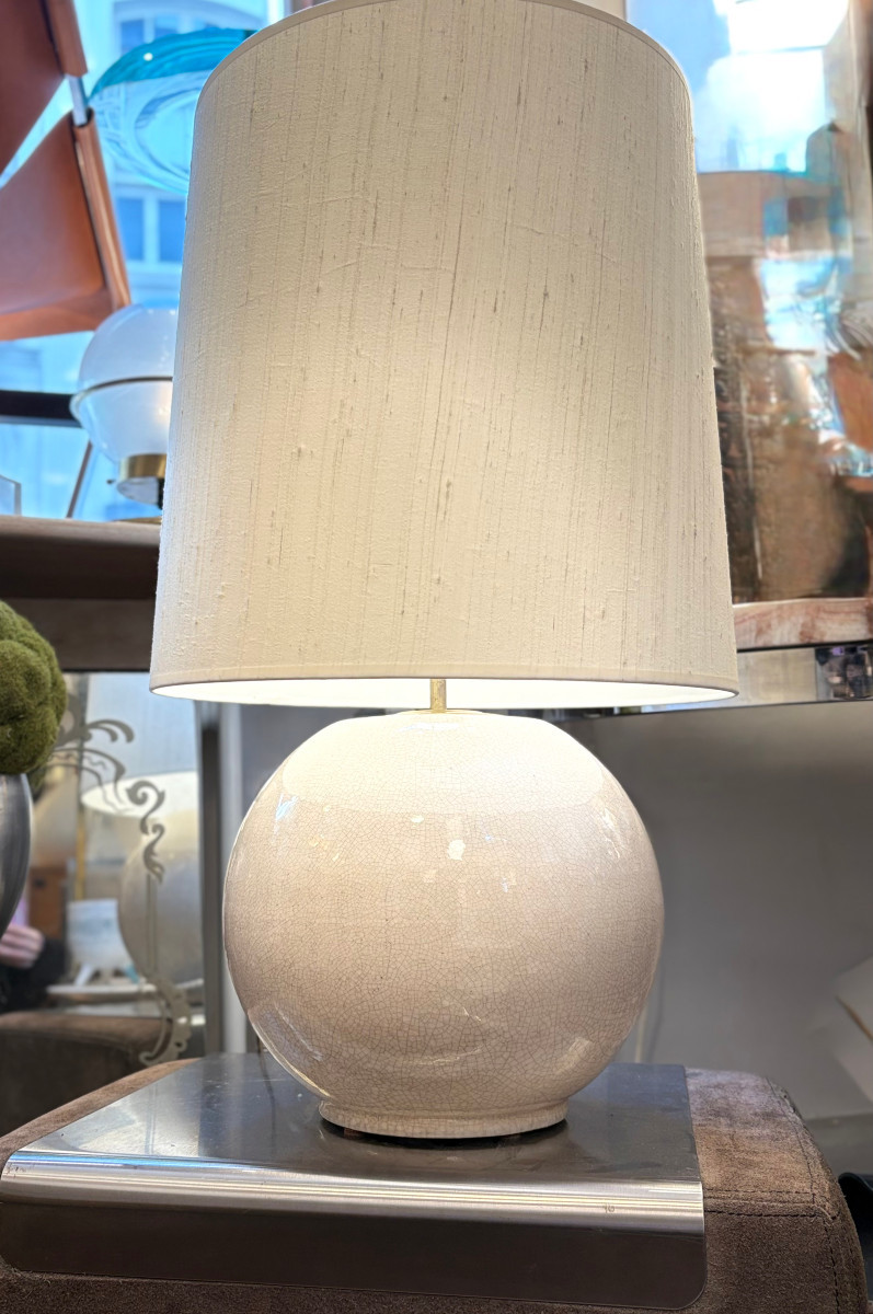 Art Deco Crackled Ceramic Ball Lamp