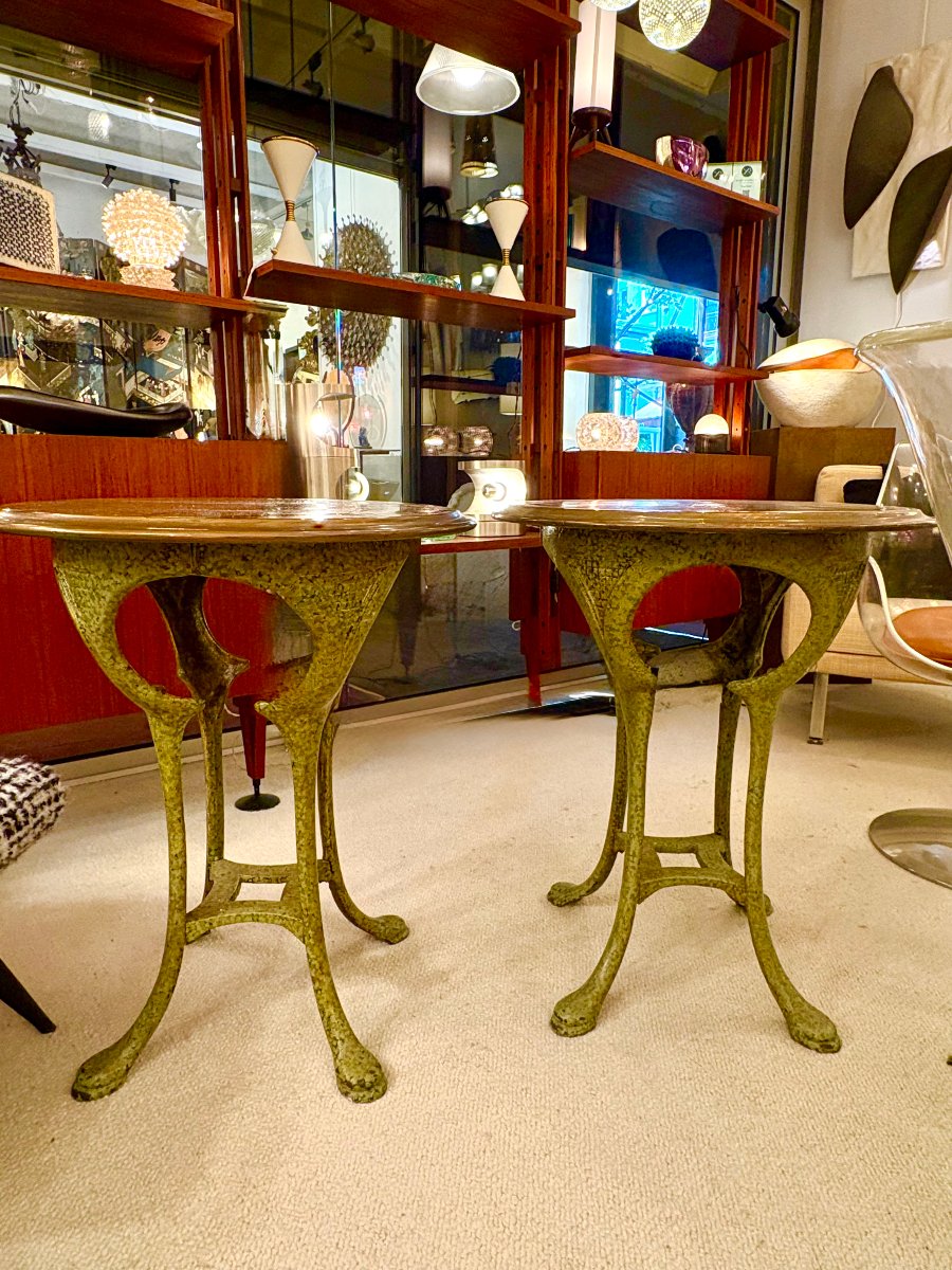 Pair Of Cast-iron And Copper Pedestal Tables-photo-4