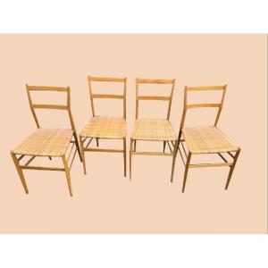 Suite De 6 Chaises Super Leggera, Design Gio Ponti, 1956