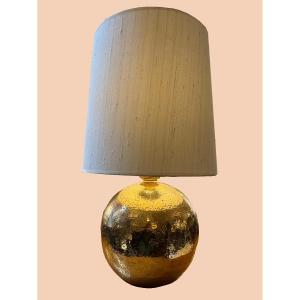 Golden Ceramic Ball Lamp, Circa 1960
