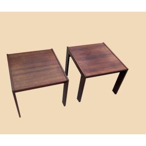 Pair Of Mahogany Coffee Or Side Tables, Cassina Edition