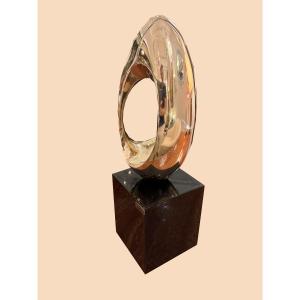 Gilded Bronze Sculpture Known As "the Egg" By Fulvia Levi Bianchi