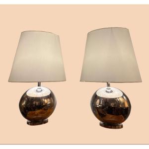 Pair Of Silver Ball Lamps
