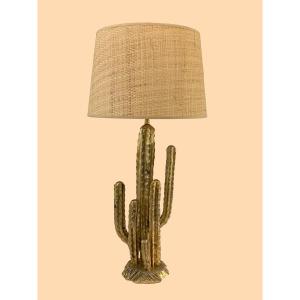 Lampe Cactus en métal doré