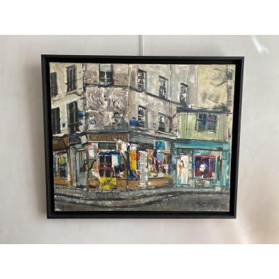 Oil On Canvas "rue De Paris" By Kopriva (born 1935)