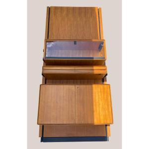 Bookcase On Wall Panel With Three Boxes, Design Silvio Cavatorta, 1960