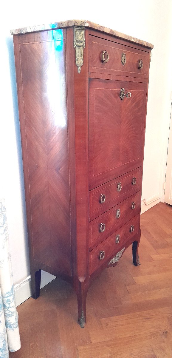 Small XVI Style Secretary Desk In XIXth Century Marquetry-photo-4