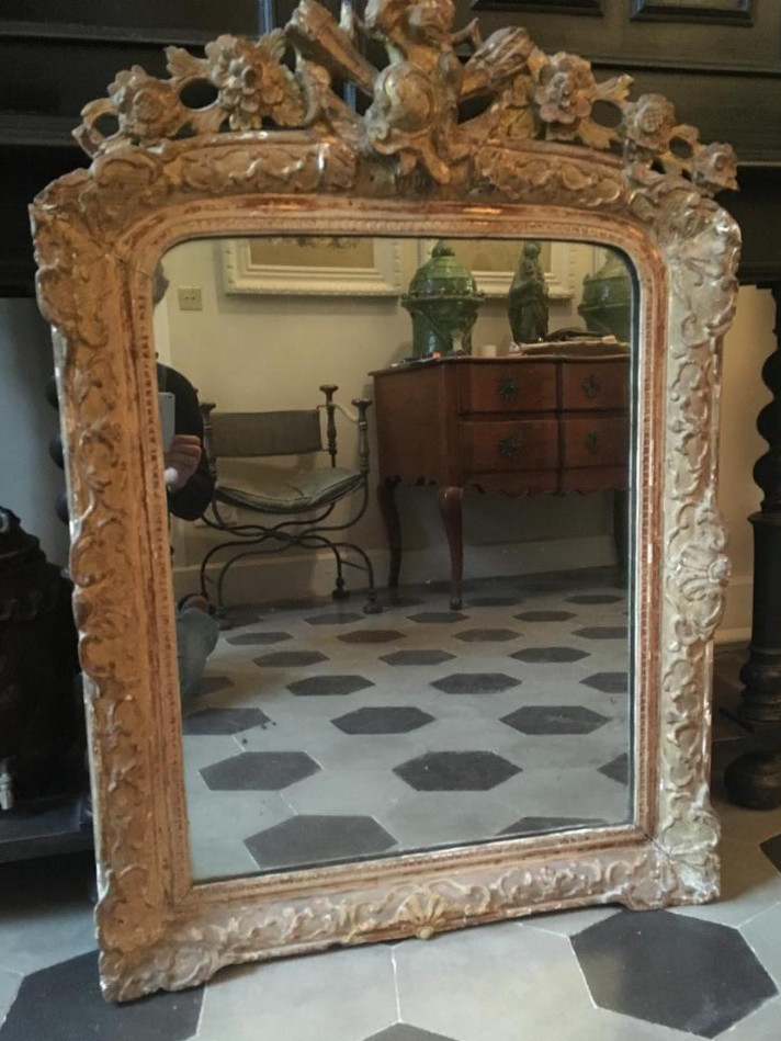 Miroir En Bois Dor&eacute; &eacute;poque XVII Eme