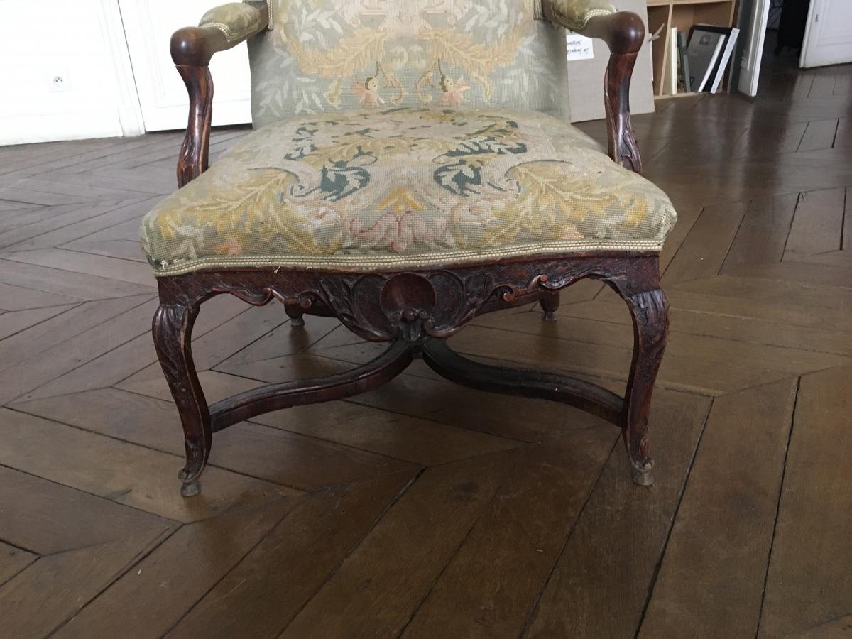 Important Regency Period Flat Armchair In Walnut-photo-3